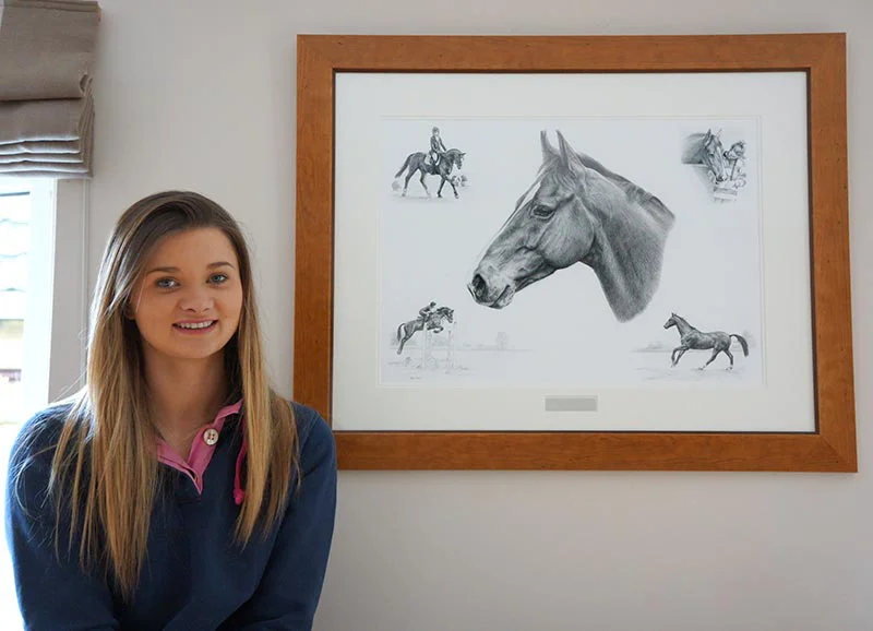 Pencil pet portrait gift voucher featuring a drawing of Olivia and Cassanova, a dog and cat.